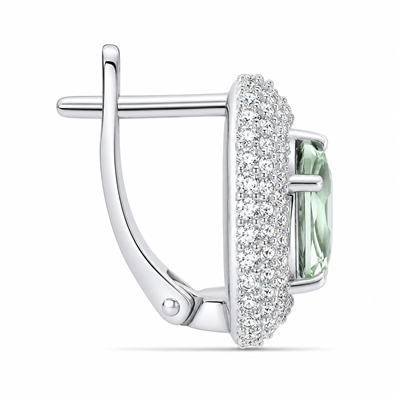 BUY 925 SILVER NATURAL GREEN AMETHYST GEMSTONE CLASSIC EARRING