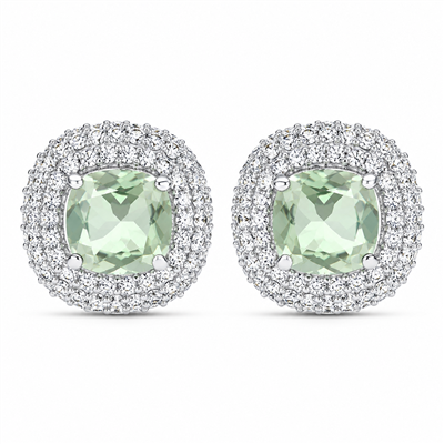 BUY 925 SILVER NATURAL GREEN AMETHYST GEMSTONE CLASSIC EARRING