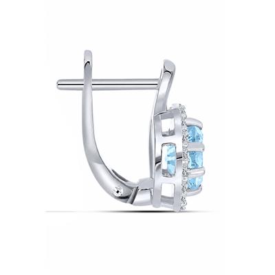 BUY 925 STERLING SILVER NATURAL AQUAMARINE GEMSTONE HALO EARRING