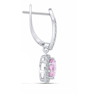 BUY 925 SILVER NATURAL PINK AMETHYST GEMSTONE HALO EARRING