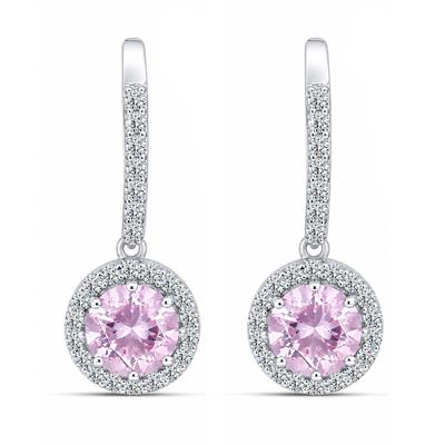 BUY 925 SILVER NATURAL PINK AMETHYST GEMSTONE HALO EARRING