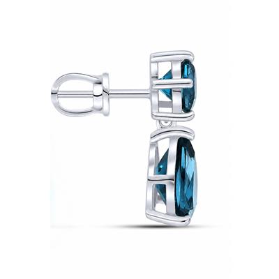 BUY 925 SILVER REAL LONDON TOPAZ GEMSTONE TWO STONE EARRING