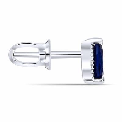 BUY 925 SILVER NATURAL BLUE SAPPHIRE GEMSTONE SINGLE STONE EARRING