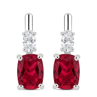 BUY 925 SILVER TWO STONE EARRING WITH GLASS FILLED RUBY GEMSTONE