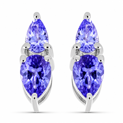 BUY 925 SILVER TWO STONE EARRING WITH TANZANITE GEMSTONE EARRING
