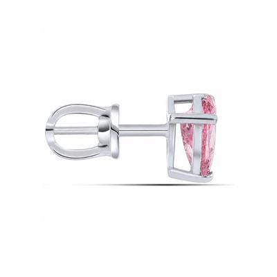 BUY STERLING SILVER SINGLE STONE WITH PINK TOPAZ GEMSTONE EARRING 