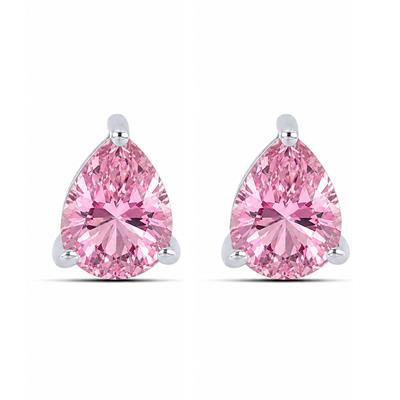 BUY STERLING SILVER SINGLE STONE WITH PINK TOPAZ GEMSTONE EARRING 