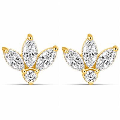 BUY REAL CVD DIAMOND GEMSTONE WITH FLOWER EARRING IN 14K GOLD
