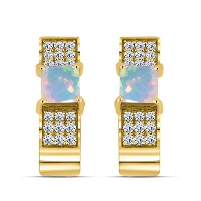 BUY 14K GOLD WITH ETHIOPIAN OPAL GEMSTONE EARRING