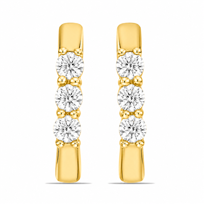 BUY 14K GOLD WITH REAL CVD DIAMOND THREE STONE EARRING