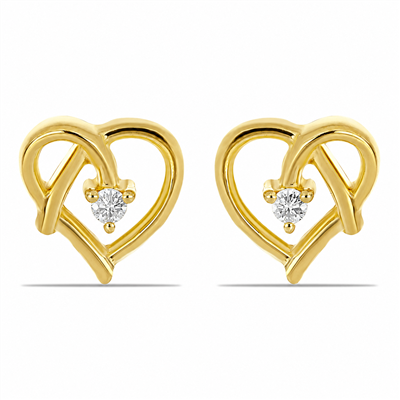 BUY 14K GOLD OPEN HEART CVD DIAMOND STUD EARRINGS