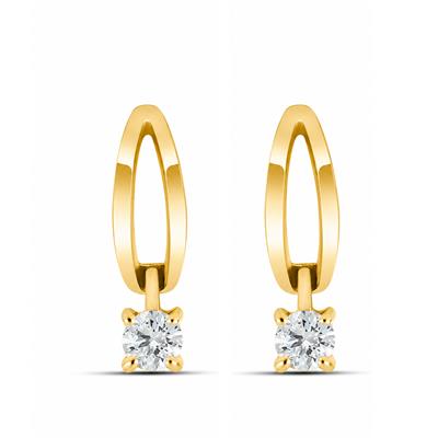 BUY 14K GOLD MINIMALIST CVD DIAMOND HUGGIE HOOP EARRINGS