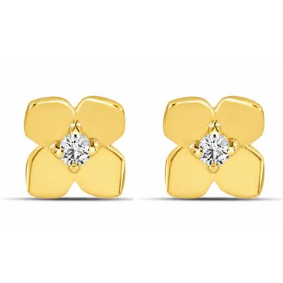 BUY 14K Gold Flower Stud Earrings with CVD Diamond