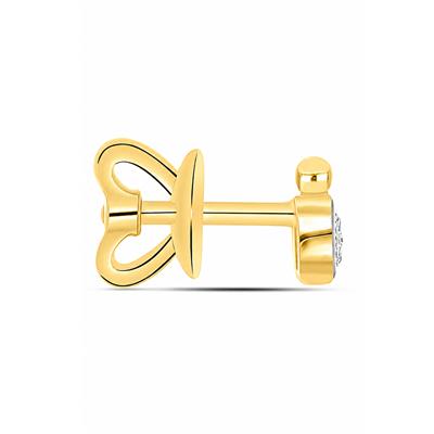 BUY 14K GOLD WITH REAL CVD DIAMOND GEMSTONE BEZEL STUD EARRINGS