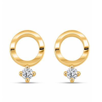 BUY 14K GOLD OPEN CIRCLE CVD DIAMOND GEMSTONE STUD EARRINGS