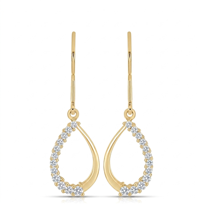 BUY 14K GOLD REAL CVD DIAMOND OPEN TEARDROP EARRING