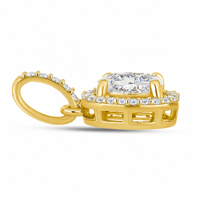 BUY 14K GOLD WITH REAL CVD DIAMOND GEMSTONE HALO PENDANT