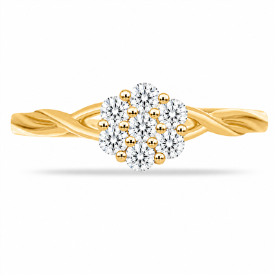BUY 14K GOLD WITH REAL CVD DIAMOND GEMSTONE FLORAL RING