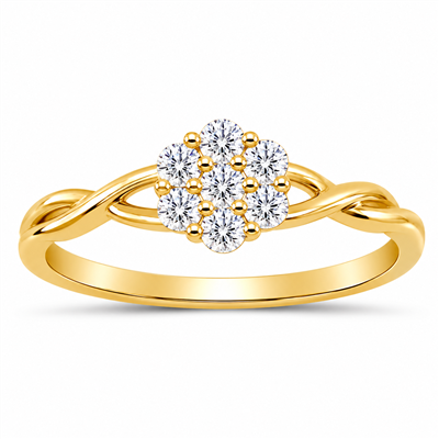 BUY 14K GOLD WITH REAL CVD DIAMOND GEMSTONE FLORAL RING