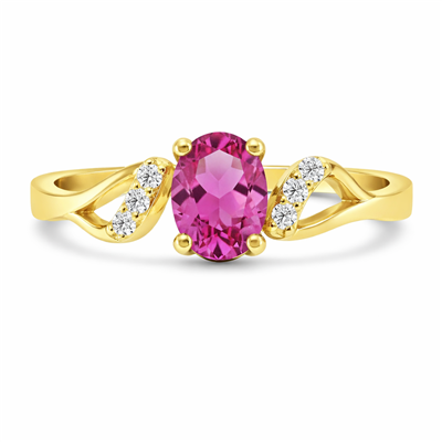 BUY 14K YELLOW GOLD WITH NATURAL PINK TOPAZ GEMSTONE RING