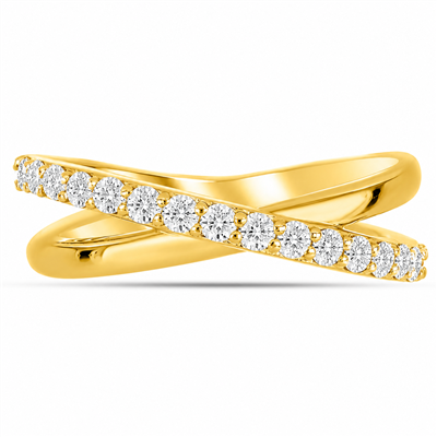 BUY 14K GOLD CRISSCROSS CVD DIAMOND GEMSTONE BAND RING