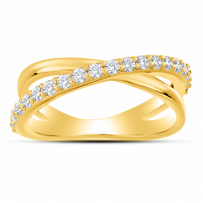 BUY 14K GOLD CRISSCROSS CVD DIAMOND GEMSTONE BAND RING
