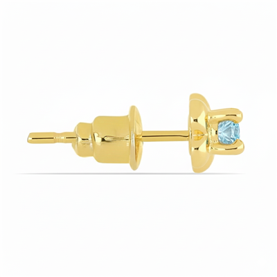 Bulk 14K Gold Round Aquamarine Four-Prong Solitaire Stud Earrings - Gold Studs Manufacturers USA