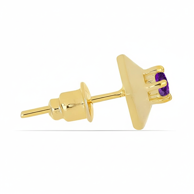 Wholesale 14K Gold Round Amethyst Hexagon Stud Earrings Manufacturers USA - JewelPin