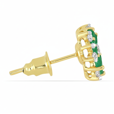 BUY 14K GOLD NATURAL EMERALD GEMSTONE CLASSIC EARRINGS