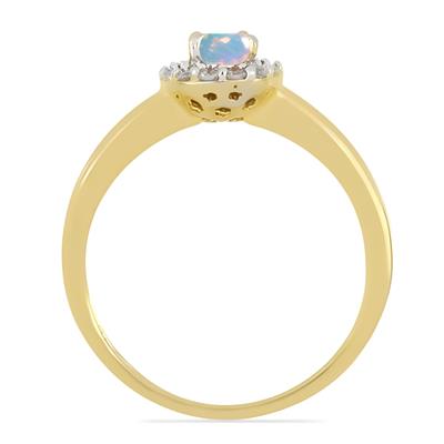 BUY 14K GOLD  NATURAL ETHIOPIAN OPAL GEMSTONE HALO RING 
