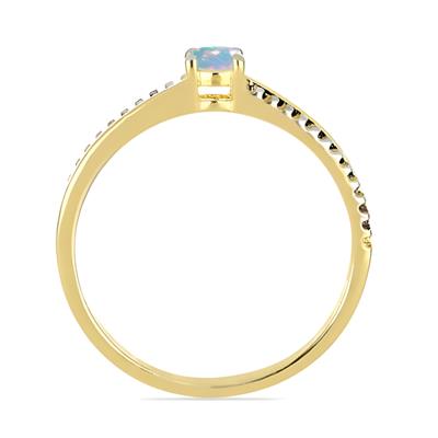 BUY 14K GOLD REAL ETHIOPIAN OPAL GEMSTONE RING WITH WHITE DIAMOND
