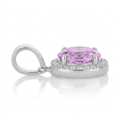 BUY 925 SILVER WITH NATURAL PINK AMETHYST GEMSTONE HALO PENDANT