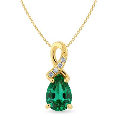 BUY 14K GOLD WITH EMERALD GEMSTONE STONE PENDANT