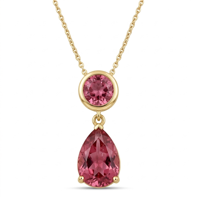 BUY 14K GOLD NATURAL PINK TOURMALINE GEMSTONE PENDNAT
