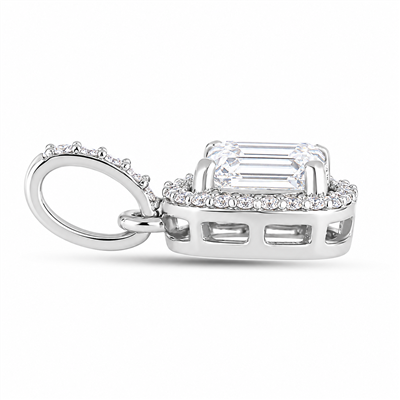 BUY 925 SILVER WHITE MOISSANITE GEMSTONE HALO PENDANT