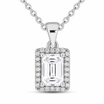 BUY 925 SILVER WITH NATURAL WHITE MOISSANITE GEMSTONE HALO PENDANT