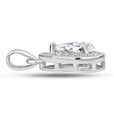 BUY 925 SILVER WITH WHITE MOISSANITE GEMSTONE HALO PENDANT
