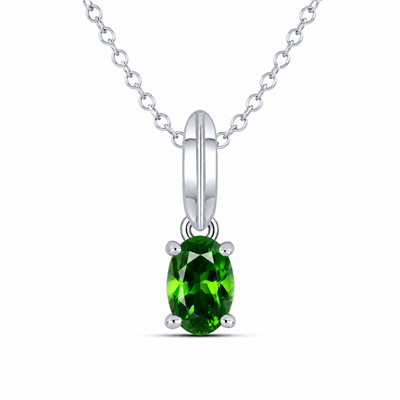 BUY 925 SILVER CHROME DIOPSIDE GEMSTONE SINGLE STONE PENDANT