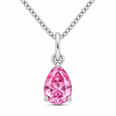 BUY STERLING SILVER SINGLE STONE WITH PINK TOPAZ GEMSTONE PENDANT