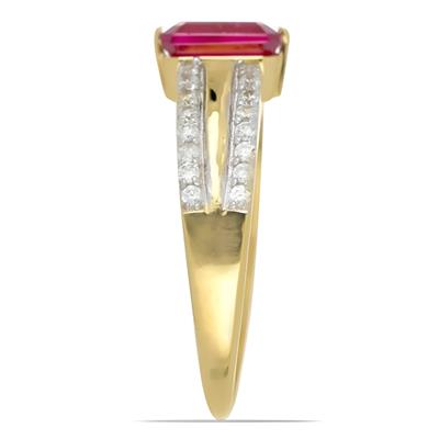 BUY 14K GOLD GENUINE  GLASS FILLED RUBY GESMTONE CLASSIC RING