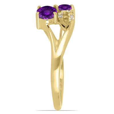 Wholesale 14K Gold Oval Amethyst Two-Stone Bypass Ring Manufacturers USA - JewelPin