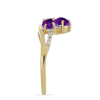 Wholesale 14K Gold Oval Amethyst Two-Stone Bypass Ring Manufacturers USA - JewelPin