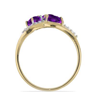 Wholesale 14K Gold Oval Amethyst Two-Stone Bypass Ring Manufacturers USA - JewelPin