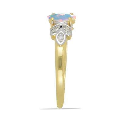 BUY 14K GOLD ETHIOPIAN OPAL GEMSTONE CLASSIC RING
