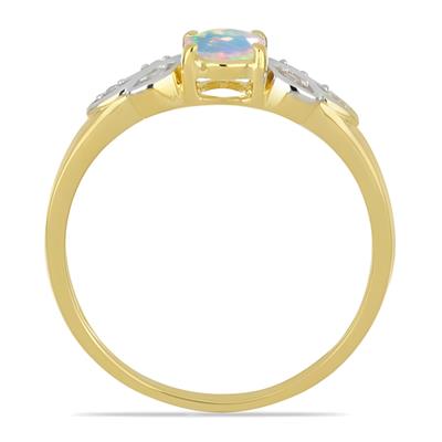 BUY 14K GOLD ETHIOPIAN OPAL GEMSTONE CLASSIC RING