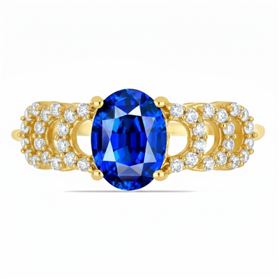 BUY 14K GOLD GENUINE BLUE SAPPHIRE GEMSTONE CLASSIC RING