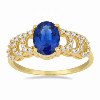 BUY 14K GOLD GENUINE BLUE SAPPHIRE GEMSTONE CLASSIC RING