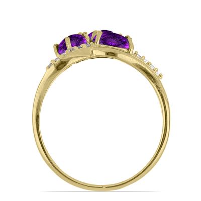 Wholesale 14K Gold Oval Amethyst Three-Stone Swirl Ring Manufacturers in USA - JewelPin