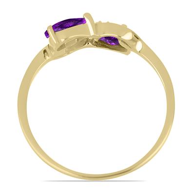 Wholesale 14K Gold Pear Amethyst Two-Stone Bypass Ring Manufacturers - JewelPin 