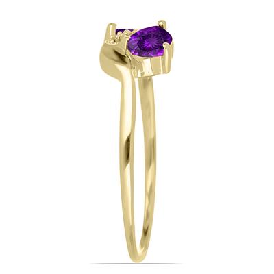 Wholesale 14K Gold Pear Amethyst Two-Stone Bypass Ring Manufacturers - JewelPin 